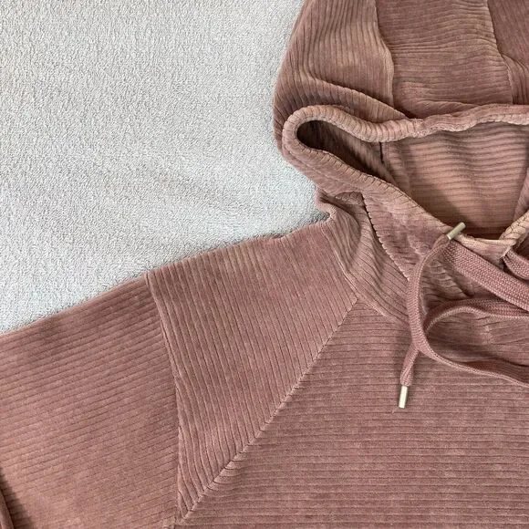 Zella Peacoat Hoodie Kangaroo Pocket Women's XL Pink Drawstring Ribbed Pattern - Picture 12 of 13